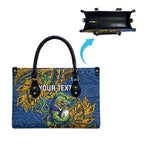 Personalised Parramatta Eels Leather Bag Polynesian Tribal Pattern With Rugby Eel Mascot Art