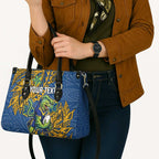 Personalised Parramatta Eels Leather Bag Polynesian Tribal Pattern With Rugby Eel Mascot Art