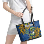 Personalised Parramatta Eels Leather Tote Bag Polynesian Tribal Pattern With Rugby Eel Mascot Art