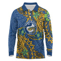 Personalised Parramatta Eels Long Sleeve Polo Shirt Polynesian Tribal Pattern With Rugby Eel Mascot Art