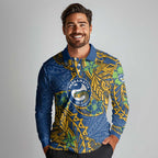 Personalised Parramatta Eels Long Sleeve Polo Shirt Polynesian Tribal Pattern With Rugby Eel Mascot Art