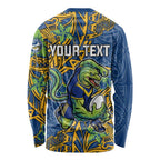 Personalised Parramatta Eels Long Sleeve Shirt Polynesian Tribal Pattern With Rugby Eel Mascot Art