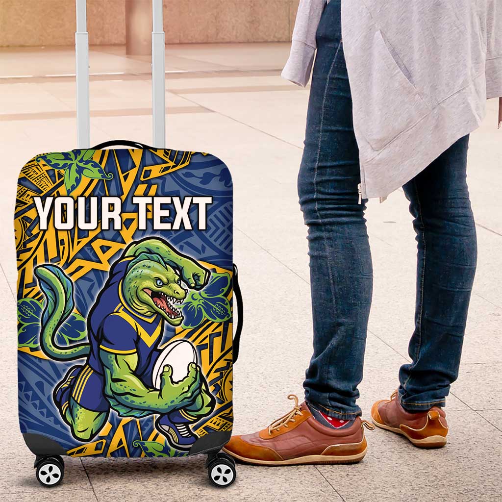Personalised Parramatta Eels Luggage Cover Polynesian Tribal Pattern With Rugby Eel Mascot Art