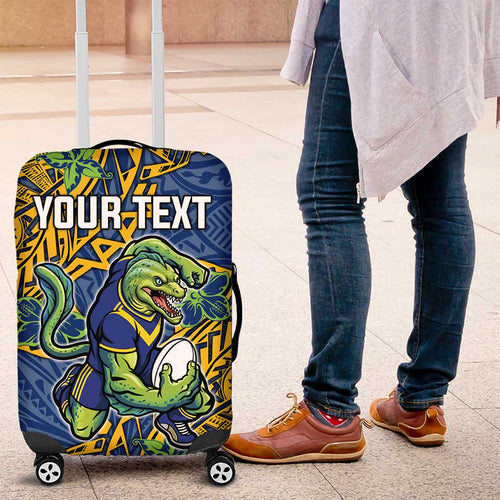 Personalised Parramatta Eels Luggage Cover Polynesian Tribal Pattern With Rugby Eel Mascot Art