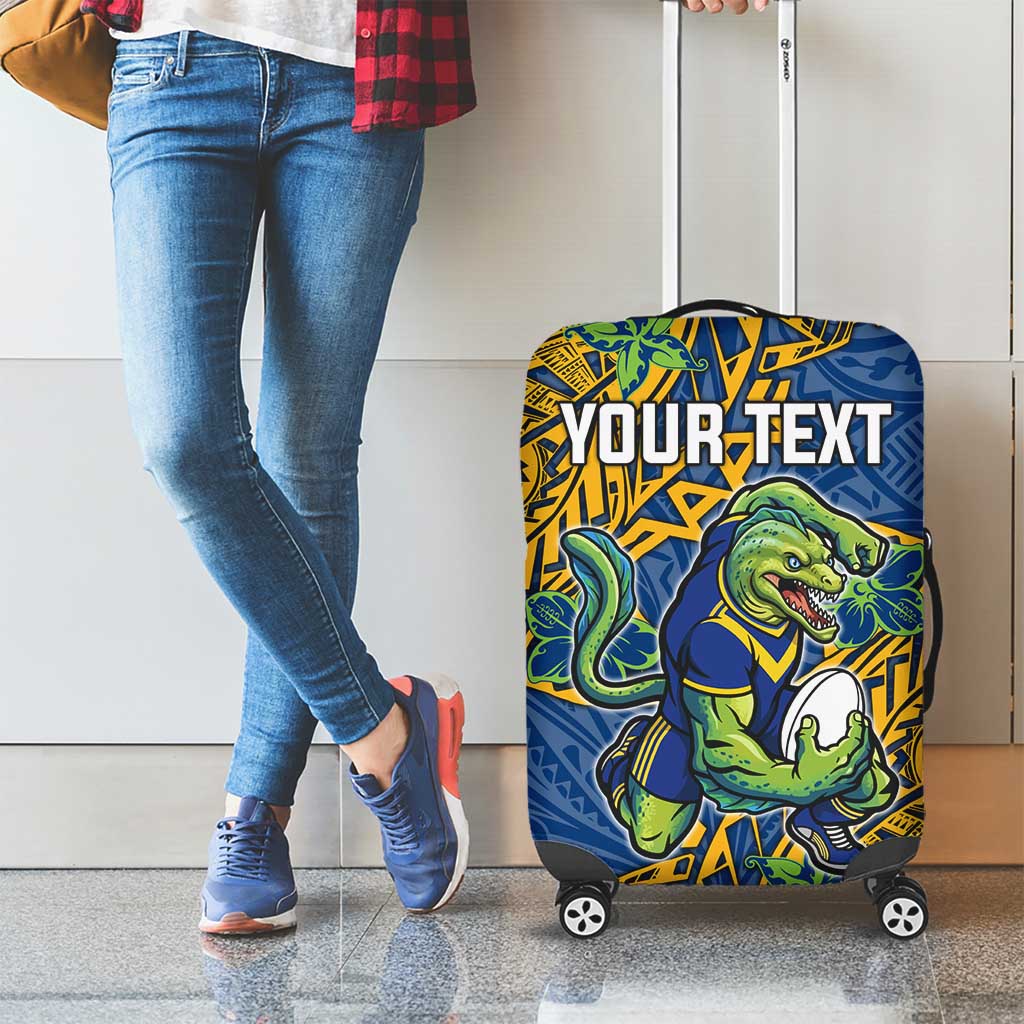 Personalised Parramatta Eels Luggage Cover Polynesian Tribal Pattern With Rugby Eel Mascot Art