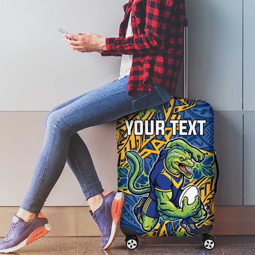 Personalised Parramatta Eels Luggage Cover Polynesian Tribal Pattern With Rugby Eel Mascot Art