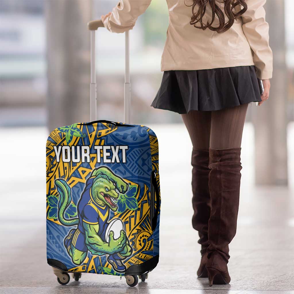 Personalised Parramatta Eels Luggage Cover Polynesian Tribal Pattern With Rugby Eel Mascot Art