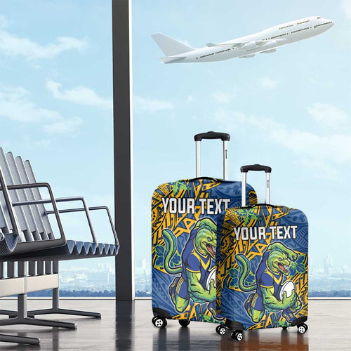 Personalised Parramatta Eels Luggage Cover Polynesian Tribal Pattern With Rugby Eel Mascot Art