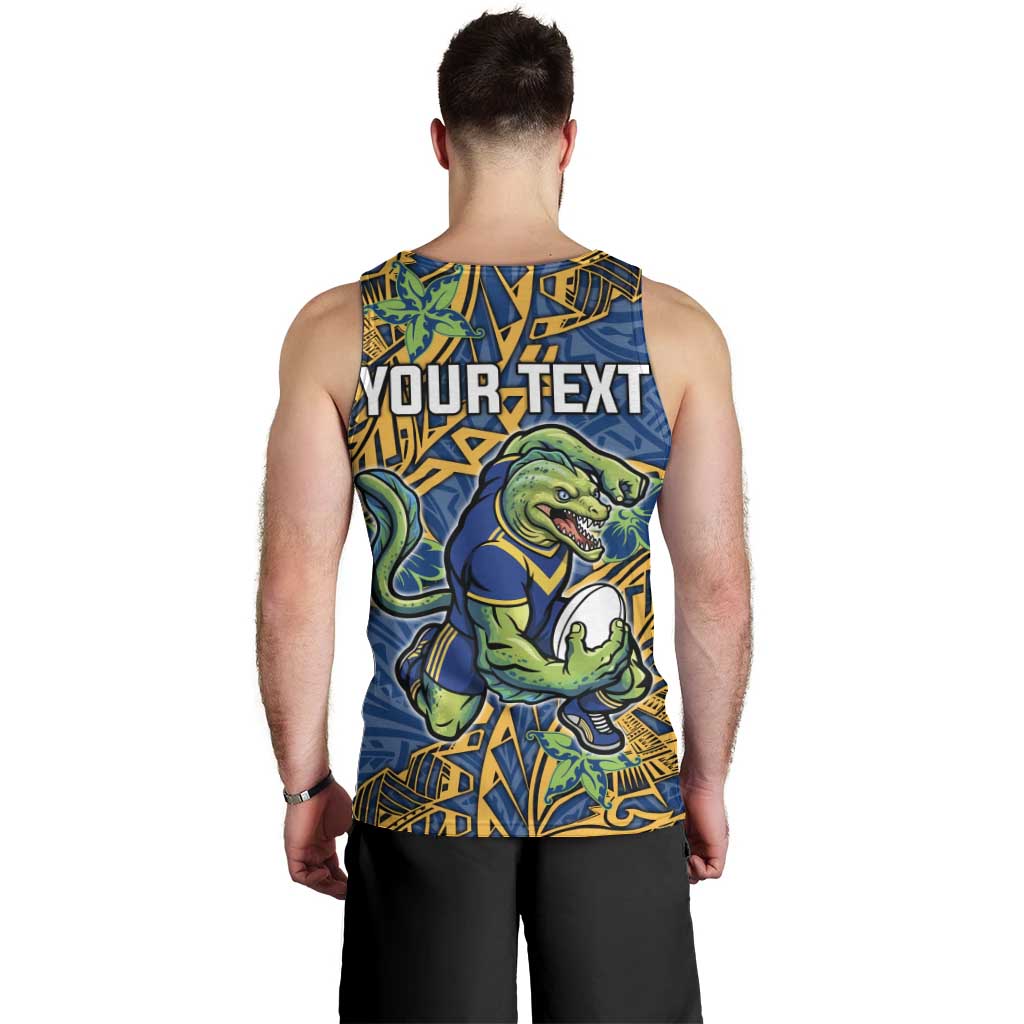 Personalised Parramatta Eels Men Tank Top Polynesian Tribal Pattern With Rugby Eel Mascot Art