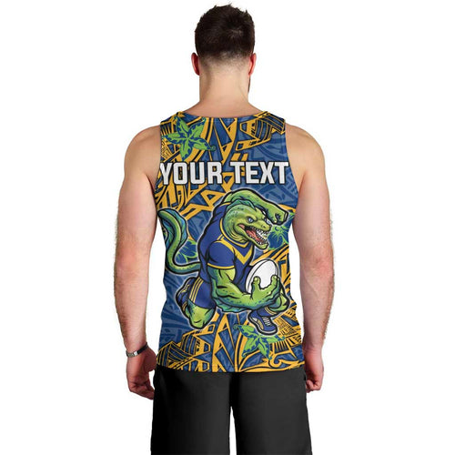 Personalised Parramatta Eels Men Tank Top Polynesian Tribal Pattern With Rugby Eel Mascot Art