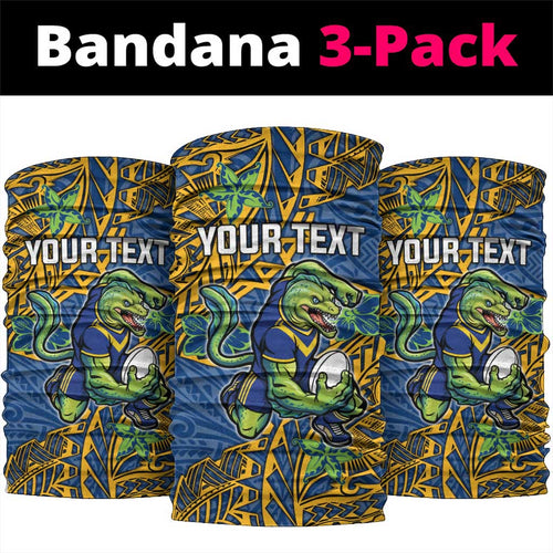 Personalised Parramatta Eels Neck Gaiter Polynesian Tribal Pattern With Rugby Eel Mascot Art