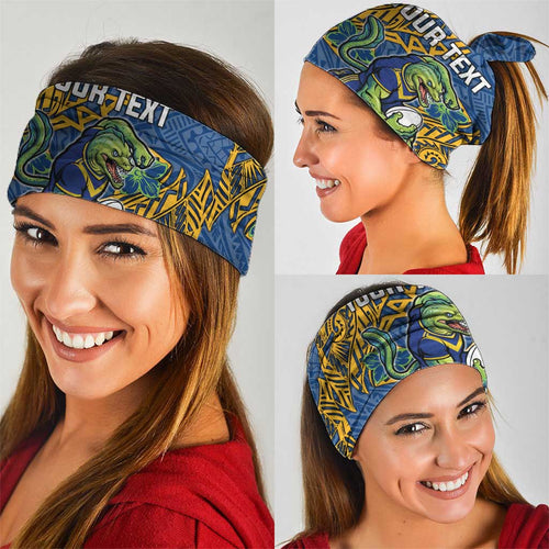 Personalised Parramatta Eels Neck Gaiter Polynesian Tribal Pattern With Rugby Eel Mascot Art