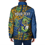Personalised Parramatta Eels Padded Jacket Polynesian Tribal Pattern With Rugby Eel Mascot Art