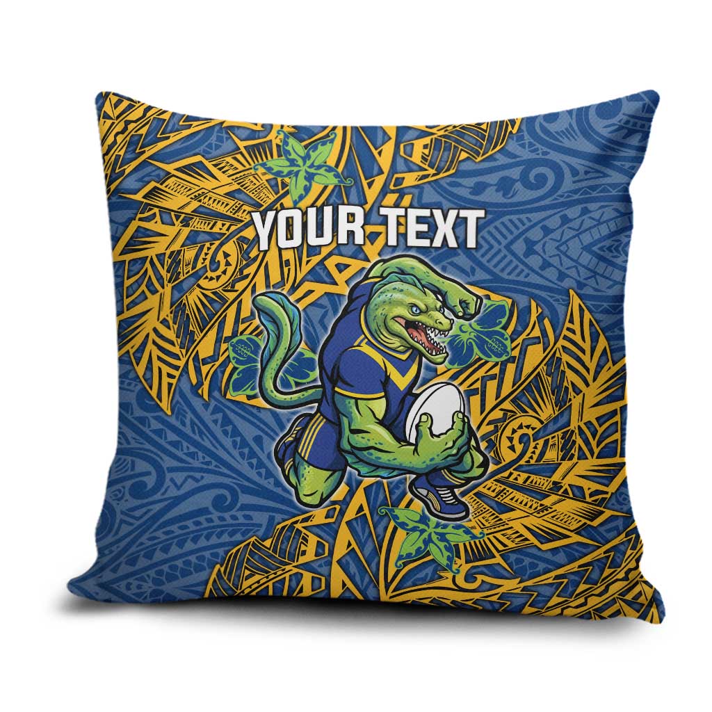 Personalised Parramatta Eels Pillow Cover Polynesian Tribal Pattern With Rugby Eel Mascot Art
