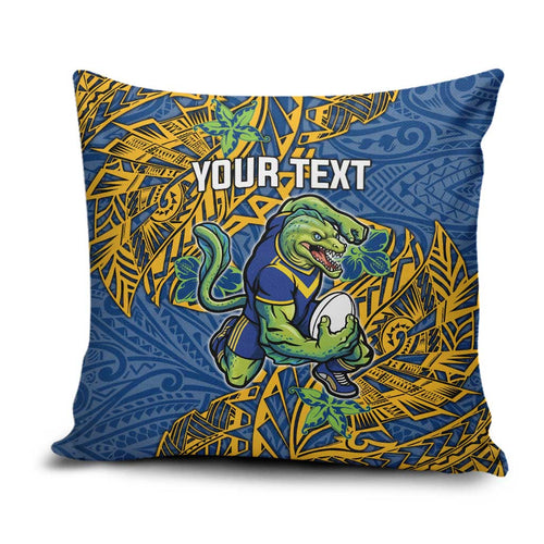 Personalised Parramatta Eels Pillow Cover Polynesian Tribal Pattern With Rugby Eel Mascot Art