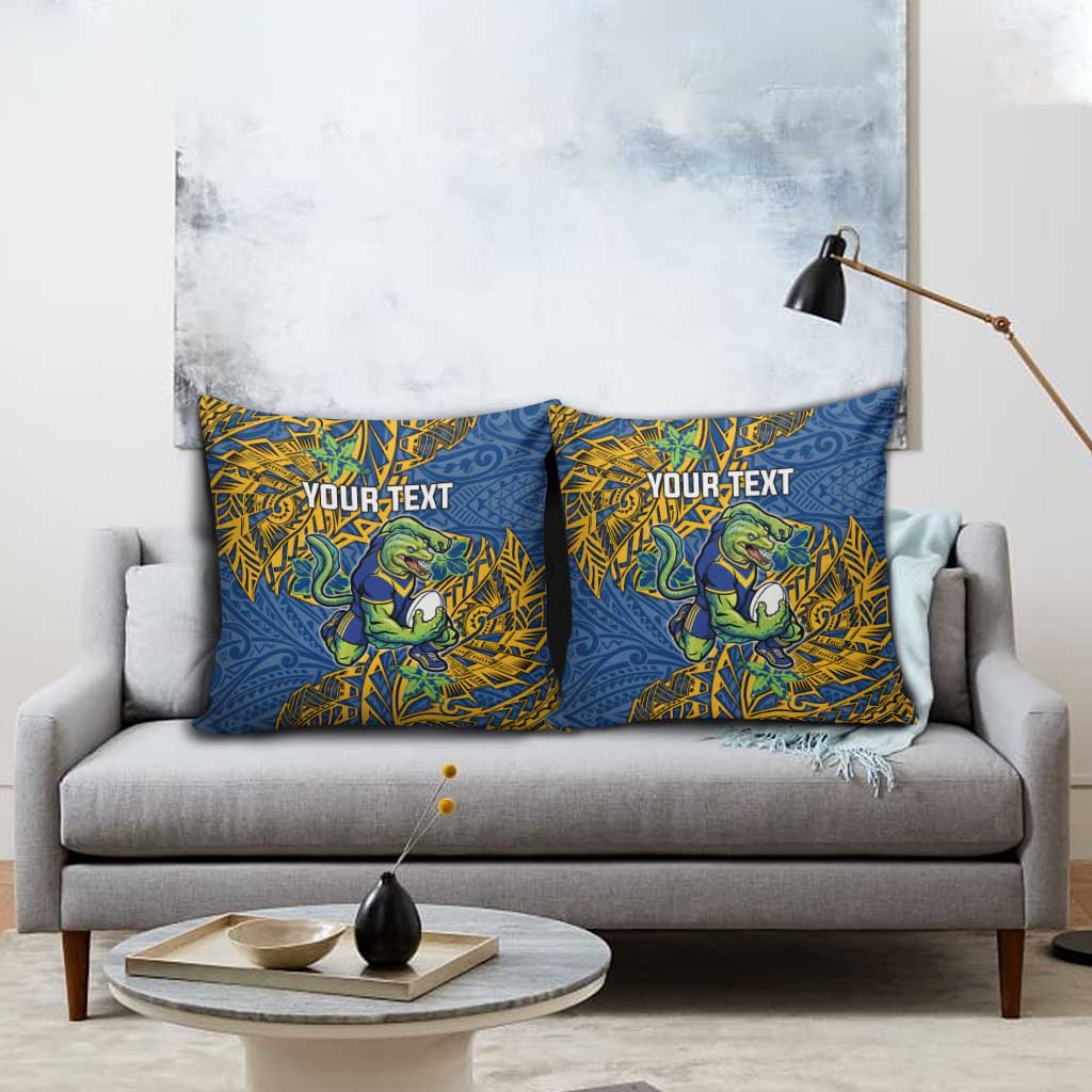 Personalised Parramatta Eels Pillow Cover Polynesian Tribal Pattern With Rugby Eel Mascot Art