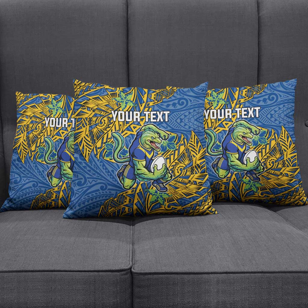 Personalised Parramatta Eels Pillow Cover Polynesian Tribal Pattern With Rugby Eel Mascot Art