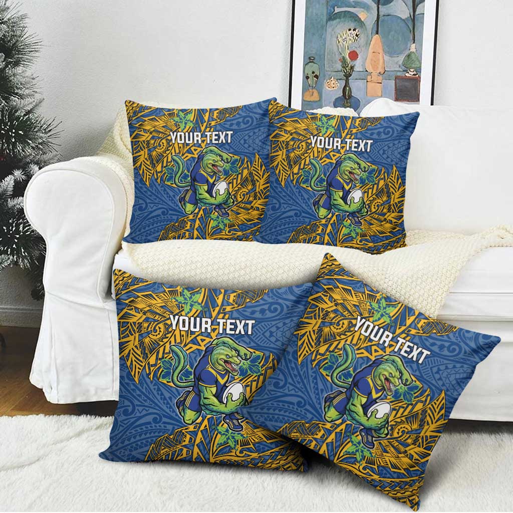 Personalised Parramatta Eels Pillow Cover Polynesian Tribal Pattern With Rugby Eel Mascot Art