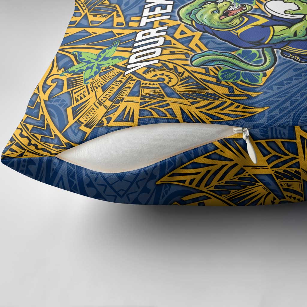 Personalised Parramatta Eels Pillow Cover Polynesian Tribal Pattern With Rugby Eel Mascot Art