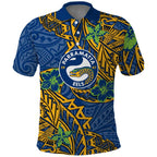 Personalised Parramatta Eels Polo Shirt Polynesian Tribal Pattern With Rugby Eel Mascot Art