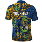 Personalised Parramatta Eels Polo Shirt Polynesian Tribal Pattern With Rugby Eel Mascot Art
