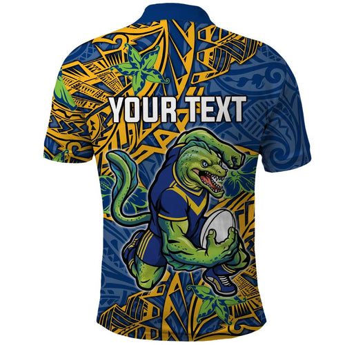 Personalised Parramatta Eels Polo Shirt Polynesian Tribal Pattern With Rugby Eel Mascot Art