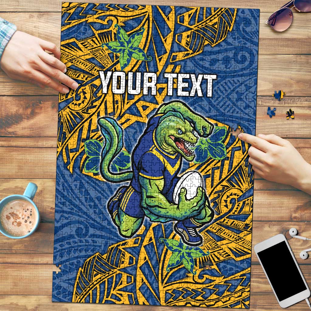 Personalised Parramatta Eels Puzzle Polynesian Tribal Pattern With Rugby Eel Mascot Art