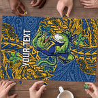 Personalised Parramatta Eels Puzzle Polynesian Tribal Pattern With Rugby Eel Mascot Art