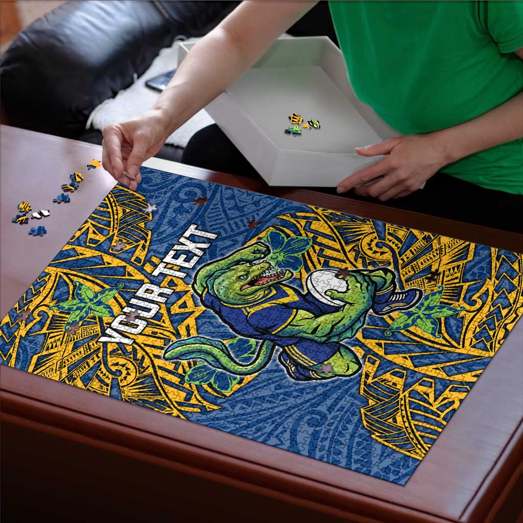 Personalised Parramatta Eels Puzzle Polynesian Tribal Pattern With Rugby Eel Mascot Art