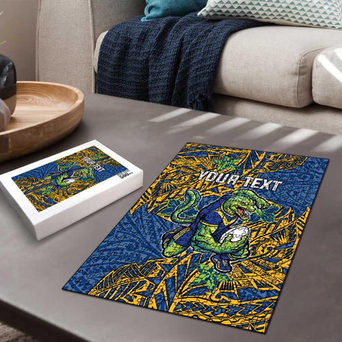 Personalised Parramatta Eels Puzzle Polynesian Tribal Pattern With Rugby Eel Mascot Art