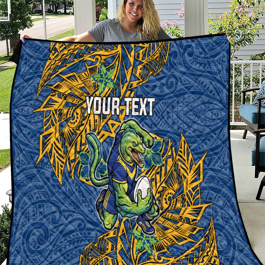 Personalised Parramatta Eels Quilt Polynesian Tribal Pattern With Rugby Eel Mascot Art