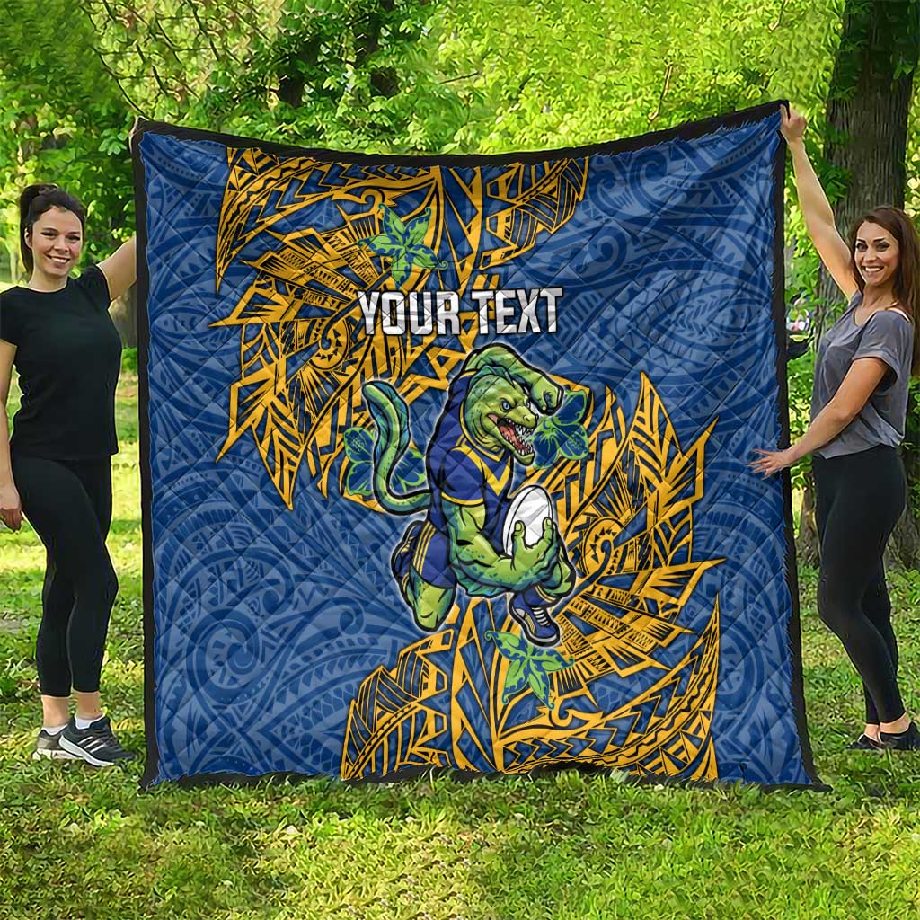 Personalised Parramatta Eels Quilt Polynesian Tribal Pattern With Rugby Eel Mascot Art