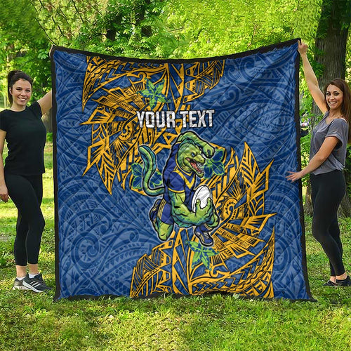 Personalised Parramatta Eels Quilt Polynesian Tribal Pattern With Rugby Eel Mascot Art