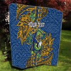 Personalised Parramatta Eels Quilt Polynesian Tribal Pattern With Rugby Eel Mascot Art