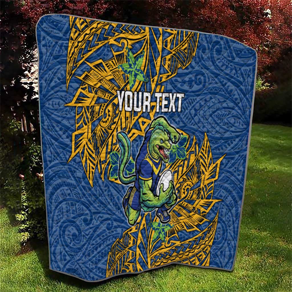 Personalised Parramatta Eels Quilt Polynesian Tribal Pattern With Rugby Eel Mascot Art