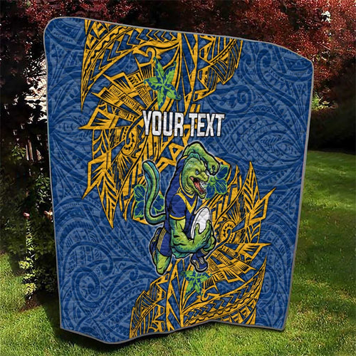 Personalised Parramatta Eels Quilt Polynesian Tribal Pattern With Rugby Eel Mascot Art