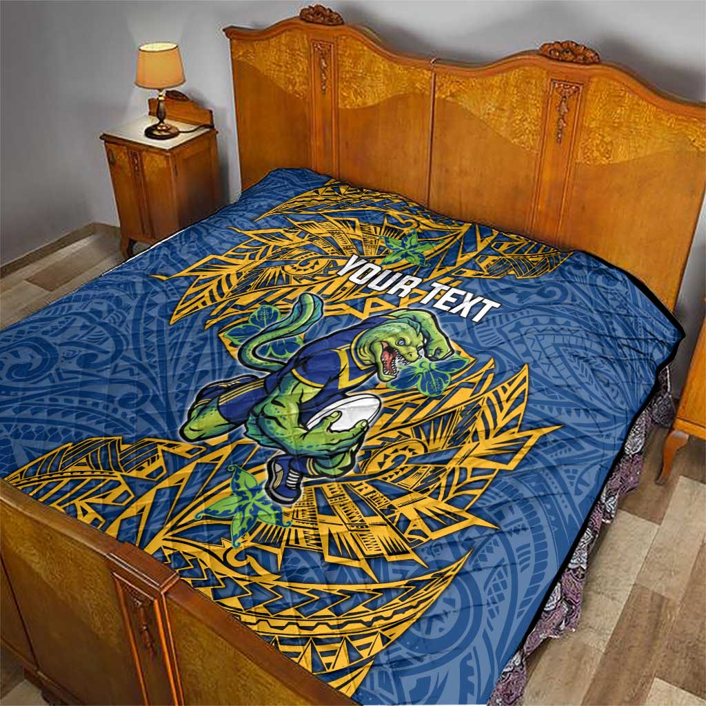 Personalised Parramatta Eels Quilt Polynesian Tribal Pattern With Rugby Eel Mascot Art