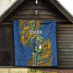 Personalised Parramatta Eels Quilt Polynesian Tribal Pattern With Rugby Eel Mascot Art