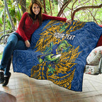 Personalised Parramatta Eels Quilt Polynesian Tribal Pattern With Rugby Eel Mascot Art
