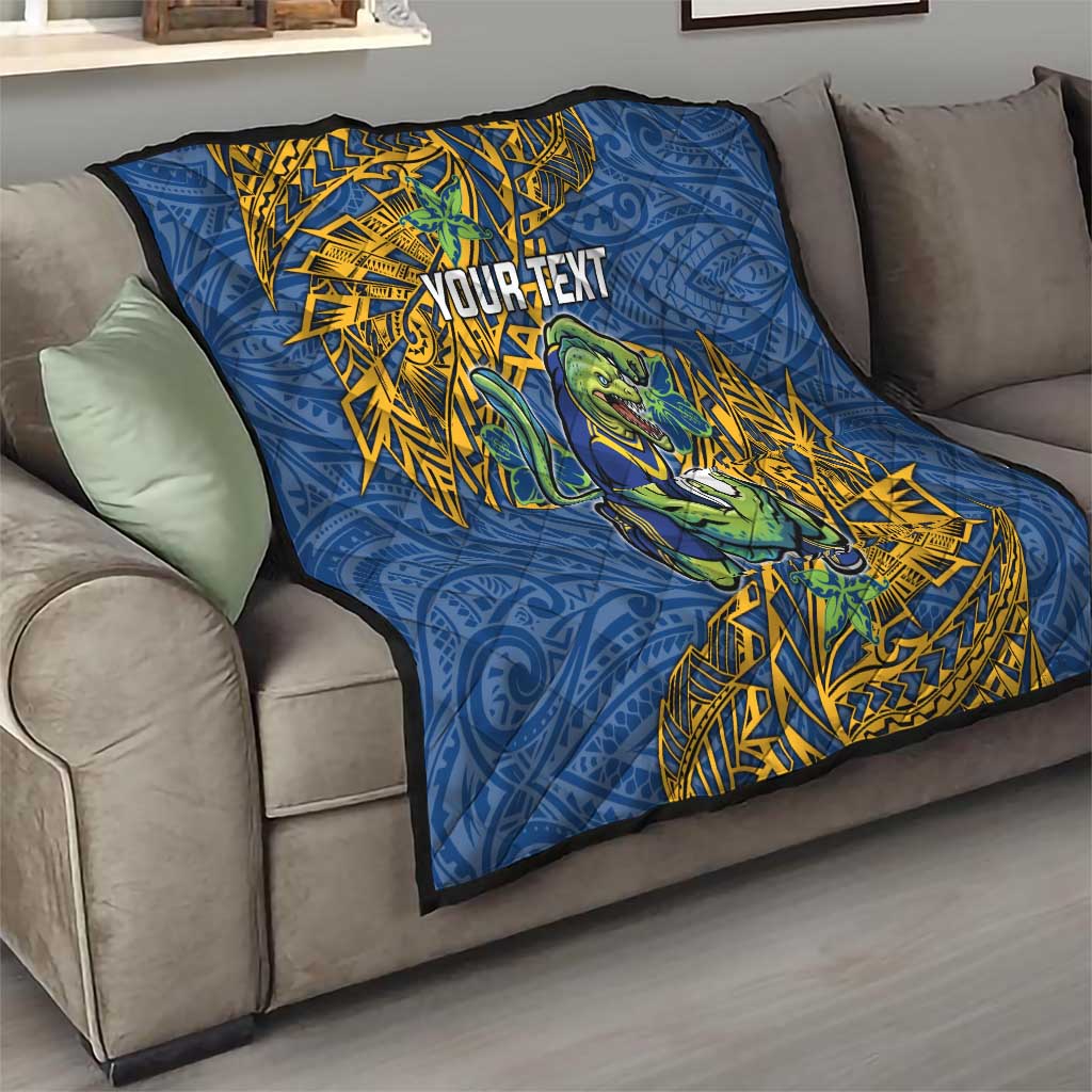 Personalised Parramatta Eels Quilt Polynesian Tribal Pattern With Rugby Eel Mascot Art
