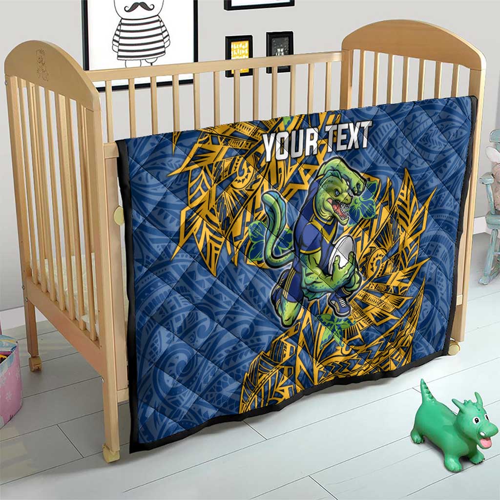 Personalised Parramatta Eels Quilt Polynesian Tribal Pattern With Rugby Eel Mascot Art