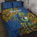 Personalised Parramatta Eels Quilt Bed Set Polynesian Tribal Pattern With Rugby Eel Mascot Art