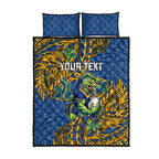 Personalised Parramatta Eels Quilt Bed Set Polynesian Tribal Pattern With Rugby Eel Mascot Art