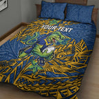 Personalised Parramatta Eels Quilt Bed Set Polynesian Tribal Pattern With Rugby Eel Mascot Art