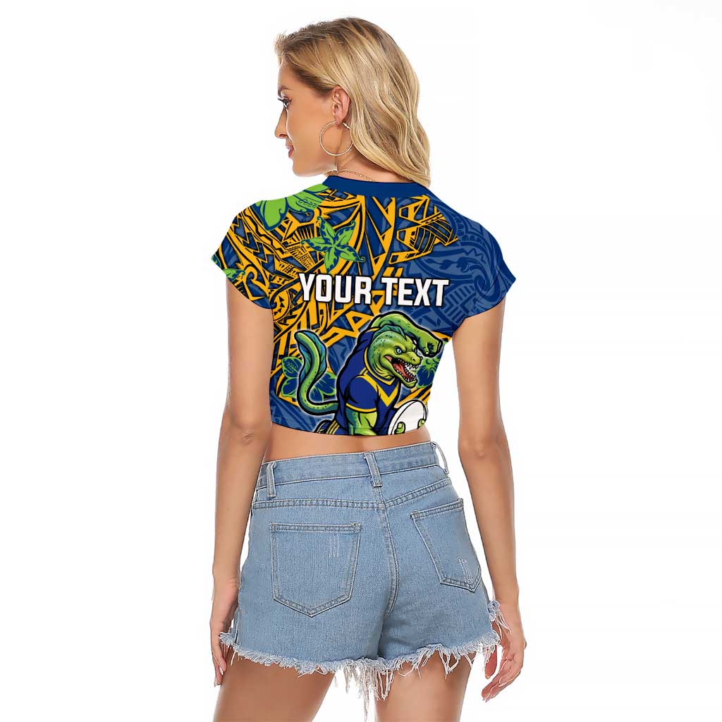 Personalised Parramatta Eels Raglan Cropped T Shirt Polynesian Tribal Pattern With Rugby Eel Mascot Art
