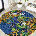 Personalised Parramatta Eels Round Carpet Polynesian Tribal Pattern With Rugby Eel Mascot Art