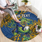 Personalised Parramatta Eels Round Carpet Polynesian Tribal Pattern With Rugby Eel Mascot Art