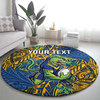 Personalised Parramatta Eels Round Carpet Polynesian Tribal Pattern With Rugby Eel Mascot Art
