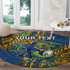 Personalised Parramatta Eels Round Carpet Polynesian Tribal Pattern With Rugby Eel Mascot Art