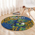 Personalised Parramatta Eels Round Carpet Polynesian Tribal Pattern With Rugby Eel Mascot Art